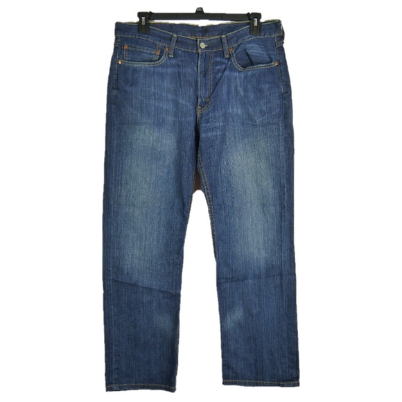 Levi's Other - Levis 514 Straight Fit Jeans Dark Faded Wash Crosshatch Mens Sz 36-38x30